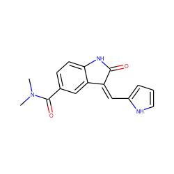 CN(C)C(=O)c1ccc2c(c1)/C(=C/c1ccc[nH]1)C(=O)N2 ZINC000100965335