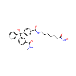 CN(C)C(=O)c1cccc([C@@](O)(c2ccccc2)c2ccc(C(=O)NCCCCCCC(=O)NO)cc2)c1 ZINC000072315906