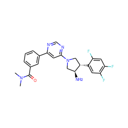 CN(C)C(=O)c1cccc(-c2cc(N3C[C@H](c4cc(F)c(F)cc4F)[C@@H](N)C3)ncn2)c1 ZINC000014958744