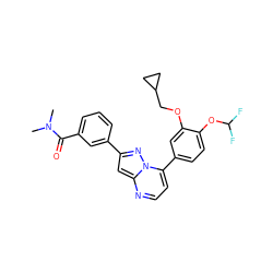 CN(C)C(=O)c1cccc(-c2cc3nccc(-c4ccc(OC(F)F)c(OCC5CC5)c4)n3n2)c1 ZINC000045365187