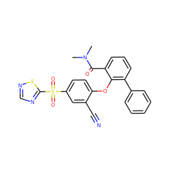 CN(C)C(=O)c1cccc(-c2ccccc2)c1Oc1ccc(S(=O)(=O)c2ncns2)cc1C#N ZINC000095582124