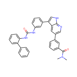 CN(C)C(=O)c1cccc(-c2cnc3[nH]cc(-c4cccc(NC(=O)Nc5ccccc5-c5ccccc5)c4)c3c2)c1 ZINC000042920065