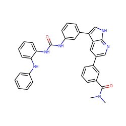 CN(C)C(=O)c1cccc(-c2cnc3[nH]cc(-c4cccc(NC(=O)Nc5ccccc5Nc5ccccc5)c4)c3c2)c1 ZINC000042964233