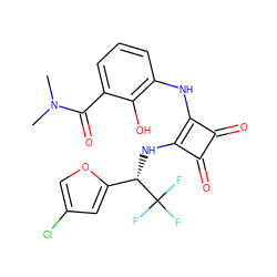 CN(C)C(=O)c1cccc(Nc2c(N[C@@H](c3cc(Cl)co3)C(F)(F)F)c(=O)c2=O)c1O ZINC000101176931