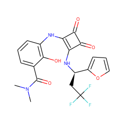 CN(C)C(=O)c1cccc(Nc2c(N[C@H](CC(F)(F)F)c3ccco3)c(=O)c2=O)c1O ZINC000101176497