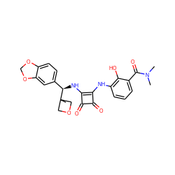 CN(C)C(=O)c1cccc(Nc2c(N[C@H](c3ccc4c(c3)OCO4)C3(C)COC3)c(=O)c2=O)c1O ZINC000207347038