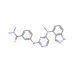 CN(C)C(=O)c1cccc(Nc2nccc(N(C)c3cccc4[nH]ncc34)n2)c1 ZINC000064527287