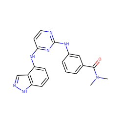 CN(C)C(=O)c1cccc(Nc2nccc(Nc3cccc4[nH]ncc34)n2)c1 ZINC000064527339