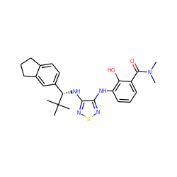 CN(C)C(=O)c1cccc(Nc2nsnc2N[C@@H](c2ccc3c(c2)CCC3)C(C)(C)C)c1O ZINC000040873236