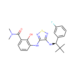 CN(C)C(=O)c1cccc(Nc2nsnc2N[C@@H](c2cccc(F)c2)C(C)(C)C)c1O ZINC000040951064