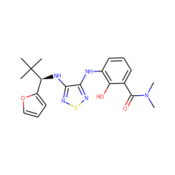 CN(C)C(=O)c1cccc(Nc2nsnc2N[C@@H](c2ccco2)C(C)(C)C)c1O ZINC000040380349