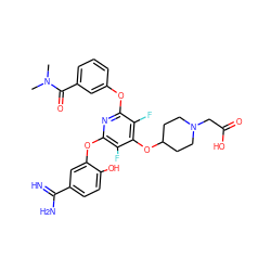 CN(C)C(=O)c1cccc(Oc2nc(Oc3cc(C(=N)N)ccc3O)c(F)c(OC3CCN(CC(=O)O)CC3)c2F)c1 ZINC000027110078