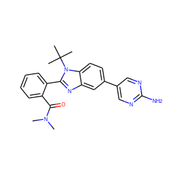 CN(C)C(=O)c1ccccc1-c1nc2cc(-c3cnc(N)nc3)ccc2n1C(C)(C)C ZINC000143822872