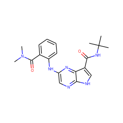 CN(C)C(=O)c1ccccc1Nc1cnc2[nH]cc(C(=O)NC(C)(C)C)c2n1 ZINC000145129983