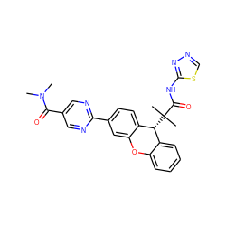 CN(C)C(=O)c1cnc(-c2ccc3c(c2)Oc2ccccc2[C@H]3C(C)(C)C(=O)Nc2nncs2)nc1 ZINC000073196958