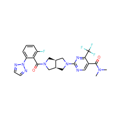 CN(C)C(=O)c1cnc(N2C[C@H]3CN(C(=O)c4c(F)cccc4-n4nccn4)C[C@H]3C2)nc1C(F)(F)F ZINC000116823661