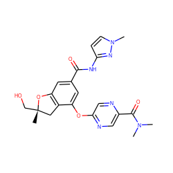 CN(C)C(=O)c1cnc(Oc2cc(C(=O)Nc3ccn(C)n3)cc3c2C[C@](C)(CO)O3)cn1 ZINC000473130049