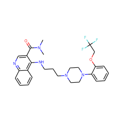 CN(C)C(=O)c1cnc2ccccc2c1NCCCN1CCN(c2ccccc2OCC(F)(F)F)CC1 ZINC000013764583