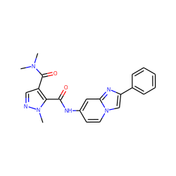 CN(C)C(=O)c1cnn(C)c1C(=O)Nc1ccn2cc(-c3ccccc3)nc2c1 ZINC000068267366