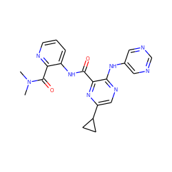 CN(C)C(=O)c1ncccc1NC(=O)c1nc(C2CC2)cnc1Nc1cncnc1 ZINC000169701755