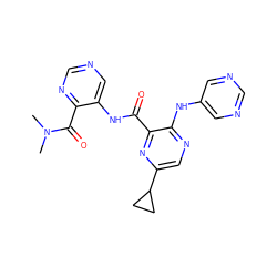 CN(C)C(=O)c1ncncc1NC(=O)c1nc(C2CC2)cnc1Nc1cncnc1 ZINC000169701827