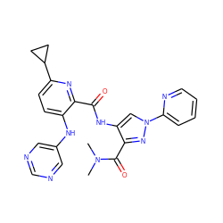 CN(C)C(=O)c1nn(-c2ccccn2)cc1NC(=O)c1nc(C2CC2)ccc1Nc1cncnc1 ZINC000169701713