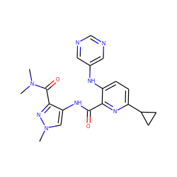 CN(C)C(=O)c1nn(C)cc1NC(=O)c1nc(C2CC2)ccc1Nc1cncnc1 ZINC000095579677