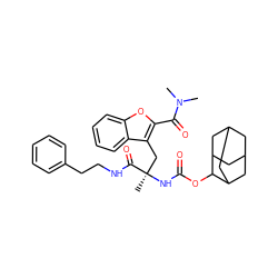 CN(C)C(=O)c1oc2ccccc2c1C[C@@](C)(NC(=O)OC1C2CC3CC(C2)CC1C3)C(=O)NCCc1ccccc1 ZINC000029571681