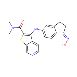 CN(C)C(=O)c1sc2cnccc2c1Nc1ccc2c(c1)CC/C2=N/O ZINC000102821284