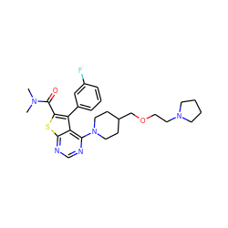 CN(C)C(=O)c1sc2ncnc(N3CCC(COCCN4CCCC4)CC3)c2c1-c1cccc(F)c1 ZINC000653668863