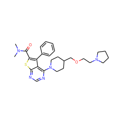 CN(C)C(=O)c1sc2ncnc(N3CCC(COCCN4CCCC4)CC3)c2c1-c1ccccc1 ZINC000146450300