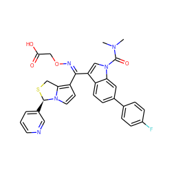 CN(C)C(=O)n1cc(/C(=N/OCC(=O)O)c2ccn3c2CS[C@@H]3c2cccnc2)c2ccc(-c3ccc(F)cc3)cc21 ZINC000026733622