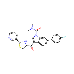 CN(C)C(=O)n1cc(C(=O)[C@@H]2CS[C@@H](c3cccnc3)N2)c2ccc(-c3ccc(F)cc3)cc21 ZINC000013737546