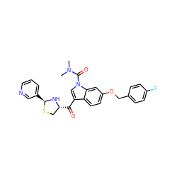 CN(C)C(=O)n1cc(C(=O)[C@@H]2CS[C@@H](c3cccnc3)N2)c2ccc(OCc3ccc(F)cc3)cc21 ZINC000013737522