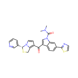 CN(C)C(=O)n1cc(C(=O)c2ccn3c2CS[C@@H]3c2cccnc2)c2ccc(-c3nccs3)cc21 ZINC000026730386