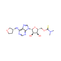 CN(C)C(=S)OC[C@H]1O[C@@H](n2cnc3c(N[C@@H]4CCOC4)ncnc32)[C@H](O)[C@@H]1O ZINC000013589100