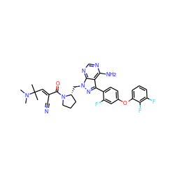 CN(C)C(C)(C)/C=C(\C#N)C(=O)N1CCC[C@H]1Cn1nc(-c2ccc(Oc3cccc(F)c3F)cc2F)c2c(N)ncnc21 ZINC000224190698