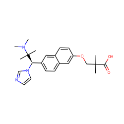 CN(C)C(C)(C)[C@@H](c1ccc2cc(OCC(C)(C)C(=O)O)ccc2c1)n1ccnc1 ZINC000040763407