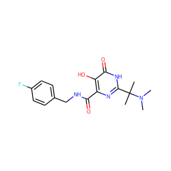 CN(C)C(C)(C)c1nc(C(=O)NCc2ccc(F)cc2)c(O)c(=O)[nH]1 ZINC000013982528