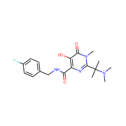 CN(C)C(C)(C)c1nc(C(=O)NCc2ccc(F)cc2)c(O)c(=O)n1C ZINC000040956880