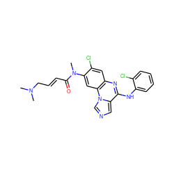 CN(C)C/C=C/C(=O)N(C)c1cc2c(cc1Cl)nc(Nc1ccccc1Cl)c1cncn12 ZINC000073196683