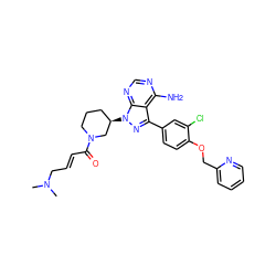 CN(C)C/C=C/C(=O)N1CCC[C@@H](n2nc(-c3ccc(OCc4ccccn4)c(Cl)c3)c3c(N)ncnc32)C1 ZINC001772604086