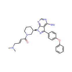 CN(C)C/C=C/C(=O)N1CCC[C@@H](n2nc(-c3ccc(Oc4ccccc4)cc3)c3c(N)ncnc32)C1 ZINC000096167584