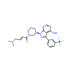 CN(C)C/C=C/C(=O)N1CCC[C@@H](n2nc(-c3cccc(C(F)(F)F)c3)c3c(N)ncnc32)C1 ZINC001772601202