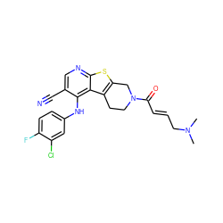 CN(C)C/C=C/C(=O)N1CCc2c(sc3ncc(C#N)c(Nc4ccc(F)c(Cl)c4)c23)C1 ZINC000096172263