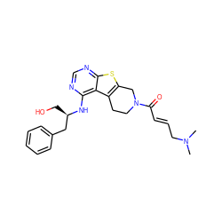 CN(C)C/C=C/C(=O)N1CCc2c(sc3ncnc(N[C@H](CO)Cc4ccccc4)c23)C1 ZINC000064528484