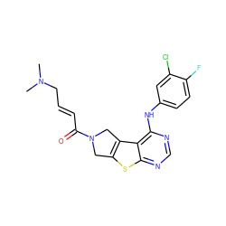 CN(C)C/C=C/C(=O)N1Cc2sc3ncnc(Nc4ccc(F)c(Cl)c4)c3c2C1 ZINC000096172259