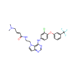 CN(C)C/C=C/C(=O)NCCn1ccc2ncnc(Nc3ccc(Oc4cccc(C(F)(F)F)c4)c(Cl)c3)c21 ZINC000095582631