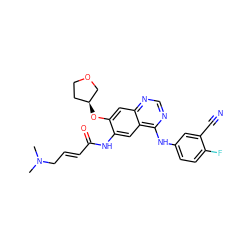 CN(C)C/C=C/C(=O)Nc1cc2c(Nc3ccc(F)c(C#N)c3)ncnc2cc1O[C@H]1CCOC1 ZINC000473128006