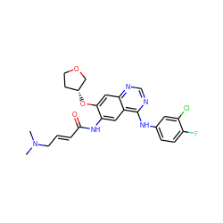 CN(C)C/C=C/C(=O)Nc1cc2c(Nc3ccc(F)c(Cl)c3)ncnc2cc1O[C@@H]1CCOC1 ZINC000000595145